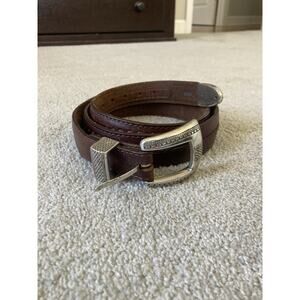 VTG Brighton Onyx 1993 Brown Woven Leather Belt Western 74807 Mens 38